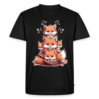 Cute foxes - Men's Premium Organic T-Shirt - black - Front - Nico (187cm)