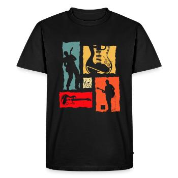 Guitariste Retro - T-shirt Premium bio Homme - noir - Devant - Nico (187cm)