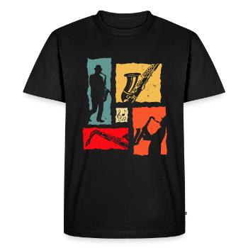 Trompette Rétro - T-shirt Premium bio Homme - noir - Devant - Nico (187cm)