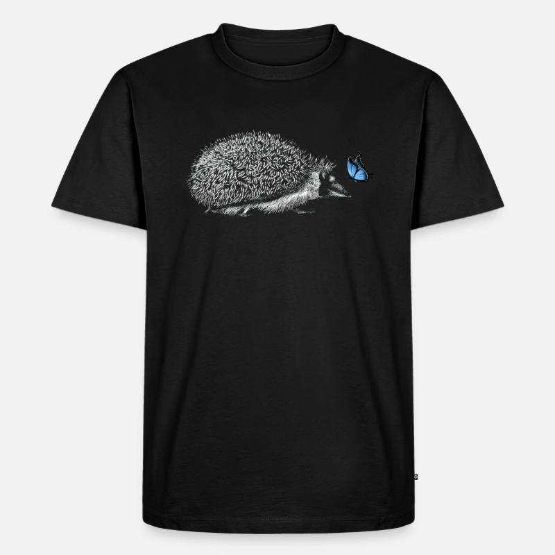 Igel mit Schmetterling - Männer Premium Bio T-Shirt - Schwarz