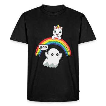 Boo Ghost - Men's Premium Organic T-Shirt - black - Front - Nico (187cm)
