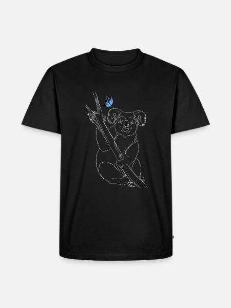 Koala avec papillon - T-shirt Premium bio Homme - noir