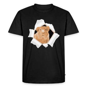 Hamster peeking through a hole - Men's Premium Organic T-Shirt - black - Front - Nico (187cm)
