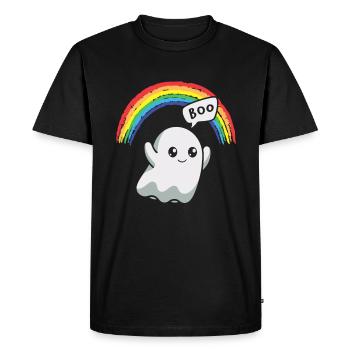 Boo Ghost Rainbow Halloween - Men's Premium Organic T-Shirt - black - Front - Nico (187cm)