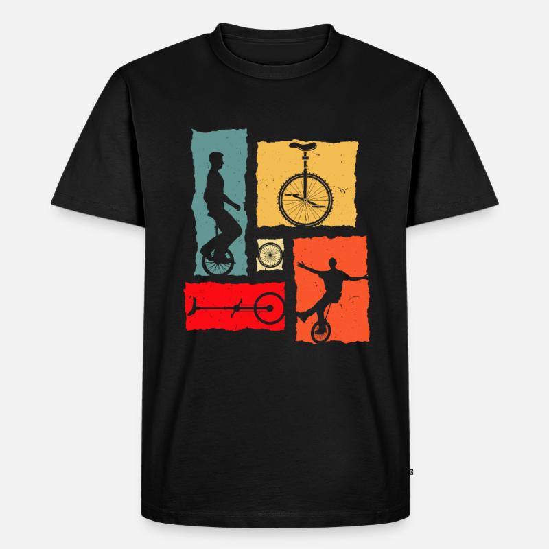 Unicycle Retro - Männer Premium Bio T-Shirt - Schwarz