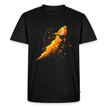 Bitcoin Rocket - Men's Premium Organic T-Shirt - black - Front - Nico (187cm)