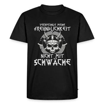 Valhalla kindness weakness - Men's Premium Organic T-Shirt - black - Front - Nico (187cm)
