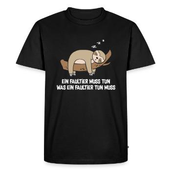 Un paresseux doit faire ce qu’un paresseux doit faire - T-shirt Premium bio Homme - noir - Devant - Nico (187cm)