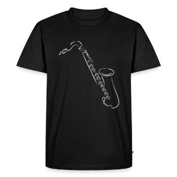 Saxophone Silhouette Dessin Jazz - T-shirt Premium bio Homme - noir - Devant - Nico (187cm)