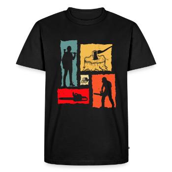 Bûcheron Rétro - T-shirt Premium bio Homme - noir - Devant - Nico (187cm)