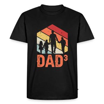 Papa rétro au pouvoir de 3 triple papa - T-shirt Premium bio Homme - noir - Devant - Nico (187cm)