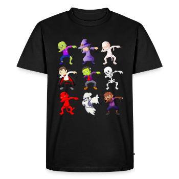 Dabbing Halloween Skeleton Zombie Pumpkin Mummy - Men's Premium Organic T-Shirt - black - Front - Nico (187cm)