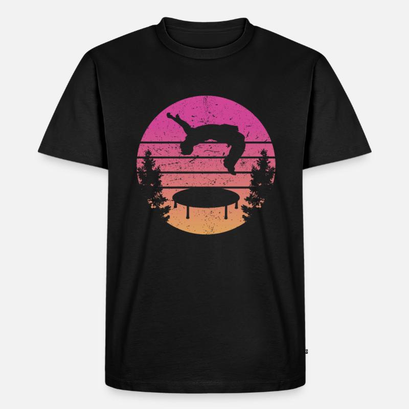 Trampolin Retro Backflip - Männer Premium Bio T-Shirt - Schwarz