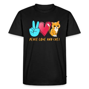 Peace Love Chats - T-shirt Premium bio Homme - noir - Devant - Nico (187cm)