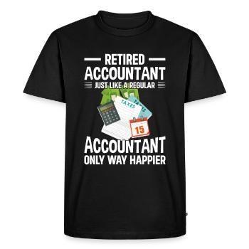 Le départ à la retraite des comptables en chiffres - T-shirt Premium bio Homme - noir - Devant - Nico (187cm)