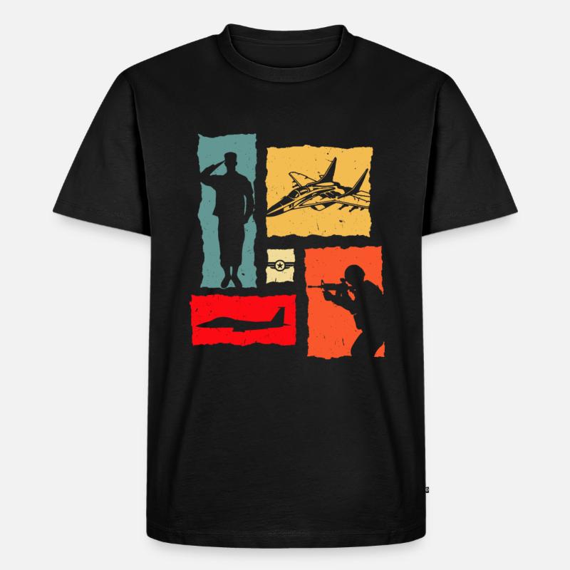 Soldier Retro Air Force - Männer Premium Bio T-Shirt - Schwarz