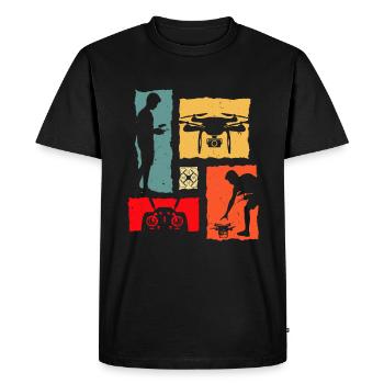 Drone Rétro Drone Pilotes de drones - T-shirt Premium bio Homme - noir - Devant - Nico (187cm)