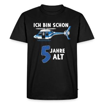 Hélicoptère de police 5e anniversaire - T-shirt Premium bio Homme - noir - Devant - Nico (187cm)