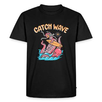 Catch Wave Surfer Skeleton Octopus Octopus - Men's Premium Organic T-Shirt - black - Front - Nico (187cm)