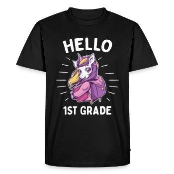 Allô 1ère année - Bonjour les roches de première année - T-shirt Premium bio Homme - noir - Devant - Nico (187cm)