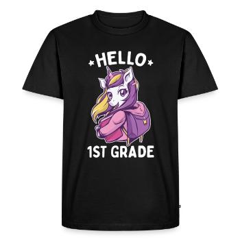 Allô 1ère année - Bonjour les roches de première année - T-shirt Premium bio Homme - noir - Devant - Nico (187cm)