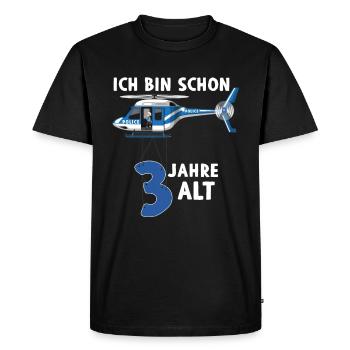 Polizei Hubschrauber 3 Jahre 3. Geburtstag - Männer Premium Bio T-Shirt - Schwarz - Vorne - Nico (187cm)