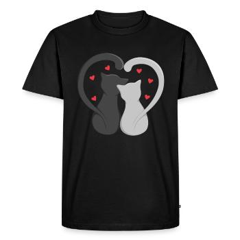 Two Cat Form Heart - Men's Premium Organic T-Shirt - black - Front - Nico (187cm)