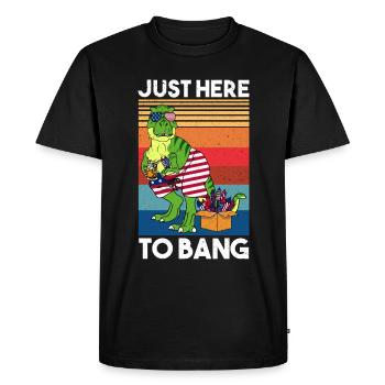 Just Here To Bang America T-Rex Dino Fireworks - Men's Premium Organic T-Shirt - black - Front - Nico (187cm)