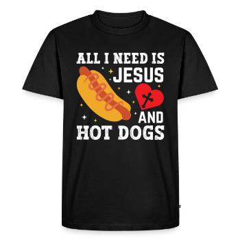 Manger des hot-dogs - pour les amateurs de délicieux hot-dogs - T-shirt Premium bio Homme - noir - Devant - Nico (187cm)