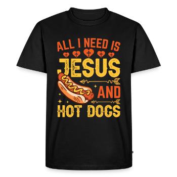 Manger des hot-dogs - pour les amateurs de délicieux hot-dogs - T-shirt Premium bio Homme - noir - Devant - Nico (187cm)