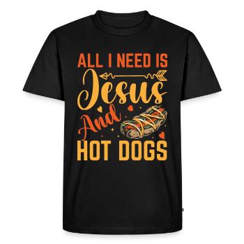Manger des hot-dogs - pour les amateurs de délicieux hot-dogs - T-shirt Premium bio Homme - noir - Devant - Nico (187cm)