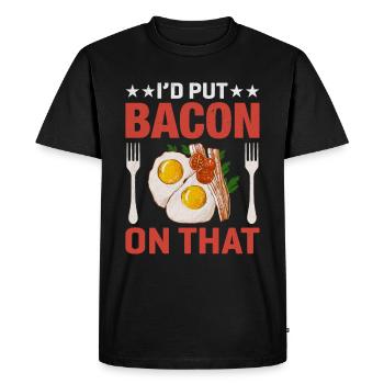 Amateur de bacon - Je fais du bacon dessus - T-shirt Premium bio Homme - noir - Devant - Nico (187cm)