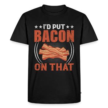 Amateur de bacon - Je fais du bacon dessus - T-shirt Premium bio Homme - noir - Devant - Nico (187cm)
