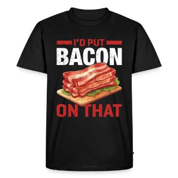 Amateur de bacon - Je fais du bacon dessus - T-shirt Premium bio Homme - noir - Devant - Nico (187cm)