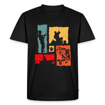 Pêcheur Retro Bateau Pêcheur - T-shirt Premium bio Homme - noir - Devant - Nico (187cm)