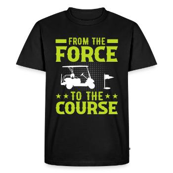 Jouer au golf, c’est vivre !- Swing the golf club - T-shirt Premium bio Homme - noir - Devant - Nico (187cm)