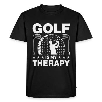 Jouer au golf, c’est vivre !- Swing the golf club - T-shirt Premium bio Homme - noir - Devant - Nico (187cm)