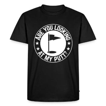 Jouer au golf, c’est vivre !- Swing the golf club - T-shirt Premium bio Homme - noir - Devant - Nico (187cm)