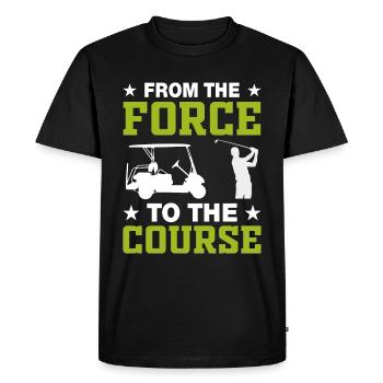 Jouer au golf, c’est vivre !- Swing the golf club - T-shirt Premium bio Homme - noir - Devant - Nico (187cm)
