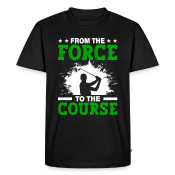 Jouer au golf, c’est vivre !- Swing the golf club - T-shirt Premium bio Homme - noir - Devant - Nico (187cm)