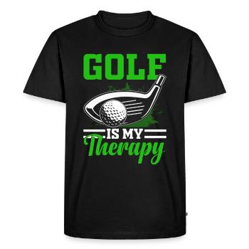 Jouer au golf, c’est vivre !- Swing the golf club - T-shirt Premium bio Homme - noir - Devant - Nico (187cm)