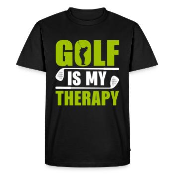Jouer au golf, c’est vivre !- Swing the golf club - T-shirt Premium bio Homme - noir - Devant - Nico (187cm)