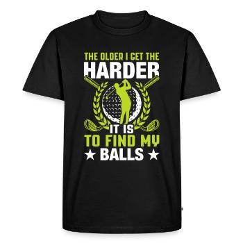 Jouer au golf, c’est vivre !- Swing the golf club - T-shirt Premium bio Homme - noir - Devant - Nico (187cm)