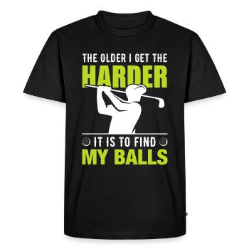 Jouer au golf, c’est vivre !- Swing the golf club - T-shirt Premium bio Homme - noir - Devant - Nico (187cm)