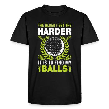Jouer au golf, c’est vivre !- Swing the golf club - T-shirt Premium bio Homme - noir - Devant - Nico (187cm)
