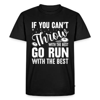 Les lanceurs sportifs n’ont pas de ligne d’arrivée - T-shirt Premium bio Homme - noir - Devant - Nico (187cm)