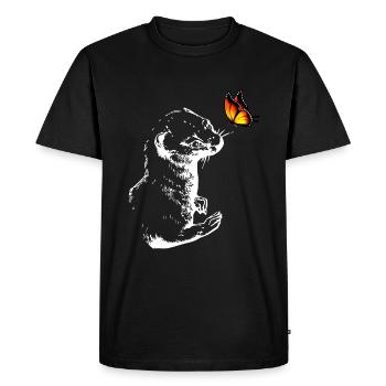 Weasel with butterfly - Men's Premium Organic T-Shirt - black - Front - Nico (187cm)