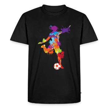 Splash Art Football Football féminin Couleur Splash - T-shirt Premium bio Homme - noir - Devant - Nico (187cm)