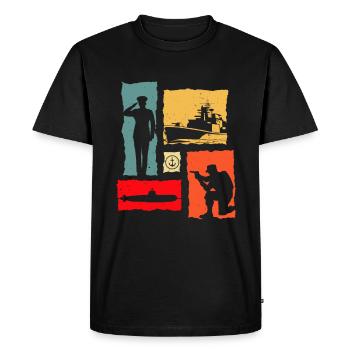 Soldat Retro Sailor Sous-marin militaire - T-shirt Premium bio Homme - noir - Devant - Nico (187cm)