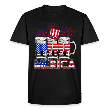USA 4th of July Beer Merica - Men's Premium Organic T-Shirt - black - Front - Nico (187cm)